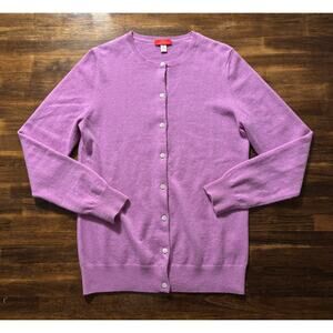 Jennie Liu Women's Medium Cardigan Sweater Button Front 100% Cashmere